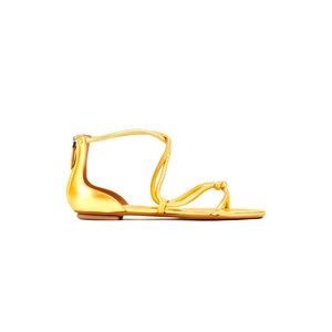 ALAÏA Knotted studded gold leather sandals